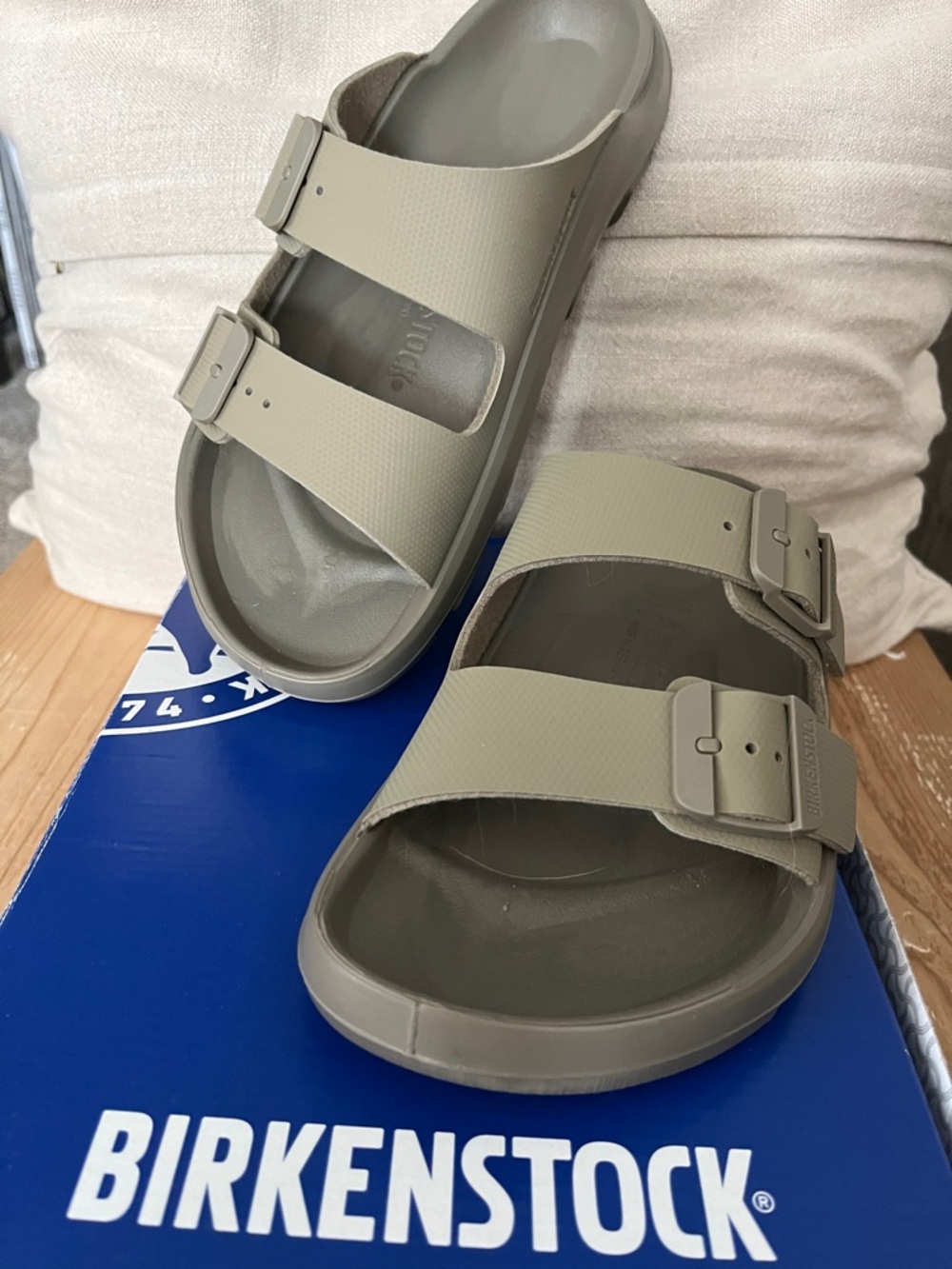 Birkenstock Men's Two-Strap EVA Sandal in Taupe size 42 (men’s 9)
